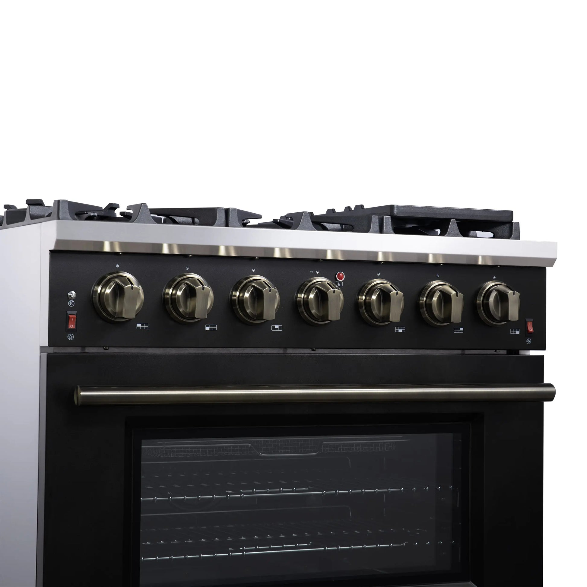 Forno Massimo 36-Inch Black Freestanding Gas Range, 6 Sealed Burners, Convection Oven, Energy Efficient FORNO