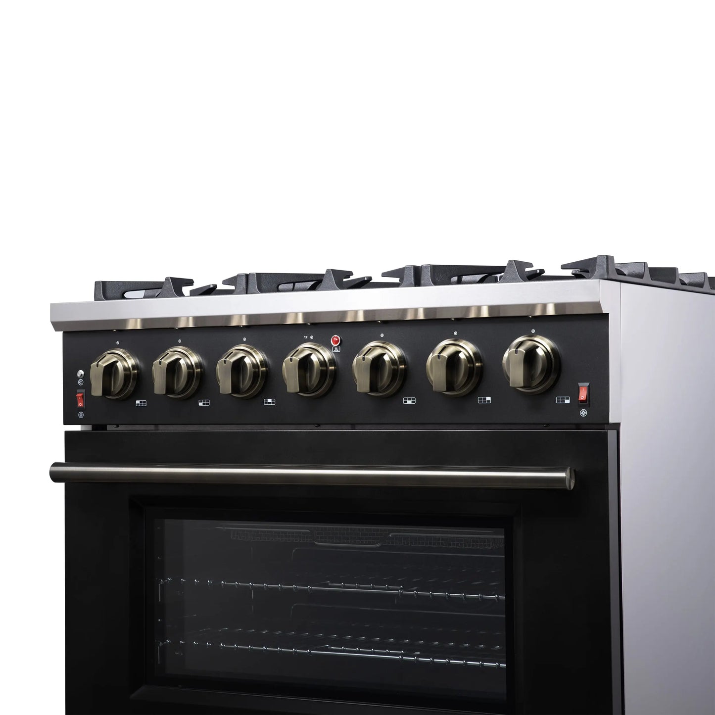 Forno Massimo 36-Inch Black Freestanding Gas Range, 6 Sealed Burners, Convection Oven, Energy Efficient FORNO