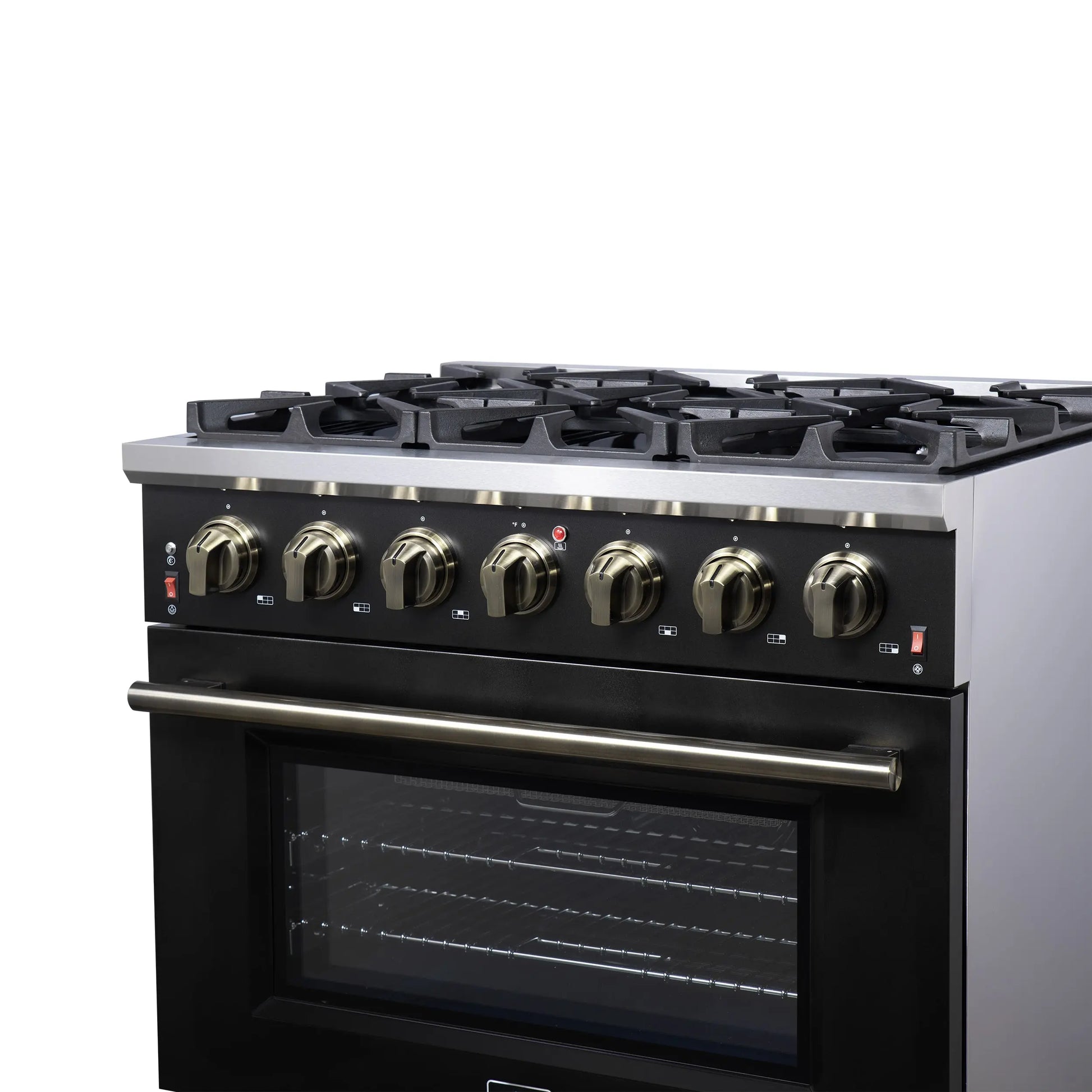 Forno Massimo 36-Inch Black Freestanding Gas Range, 6 Sealed Burners, Convection Oven, Energy Efficient FORNO