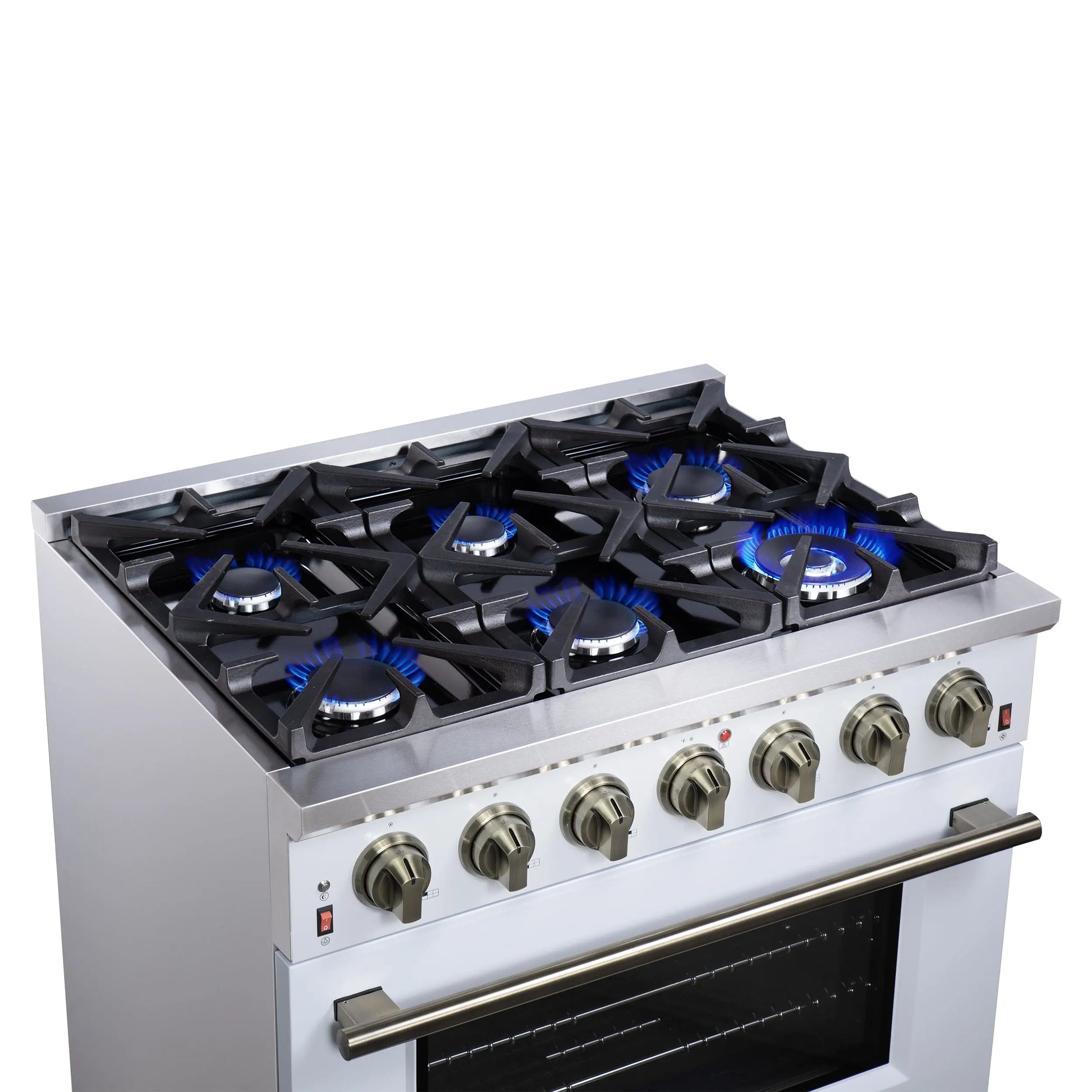 Forno Massimo 36-Inch White Freestanding Gas Range, 6 Sealed Burners, Convection Oven, Energy Efficient FORNO