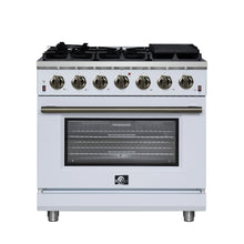 Forno Massimo 36-Inch White Freestanding Gas Range, 6 Sealed Burners, Convection Oven, Energy Efficient FORNO