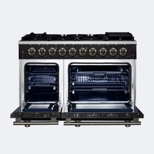 Forno Massimo 48-Inch Black Freestanding Gas Range, 8 Burners, True Convection Oven FORNO