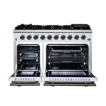 Forno Massimo 48-Inch White Freestanding Gas Range, 8 Burners, True Convection Oven FORNO