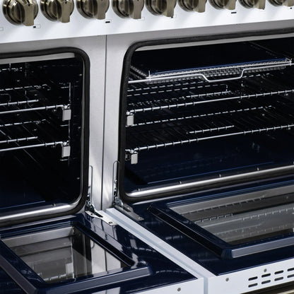 Forno Massimo 48-Inch White Freestanding Gas Range, 8 Burners, True Convection Oven FORNO