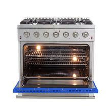Forno Galiano 36-Inch Freestanding Gas Range, Stainless Steel, 6 Burners, Energy Efficient, Blue Door FORNO