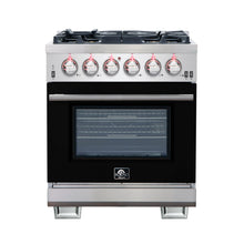 Forno Capriasca 30-Inch Freestanding Gas Range, 4 Burners, True Convection Oven, Black Door FORNO