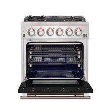 Forno Capriasca 30-Inch Freestanding Gas Range, 4 Burners, True Convection Oven, Black Door FORNO