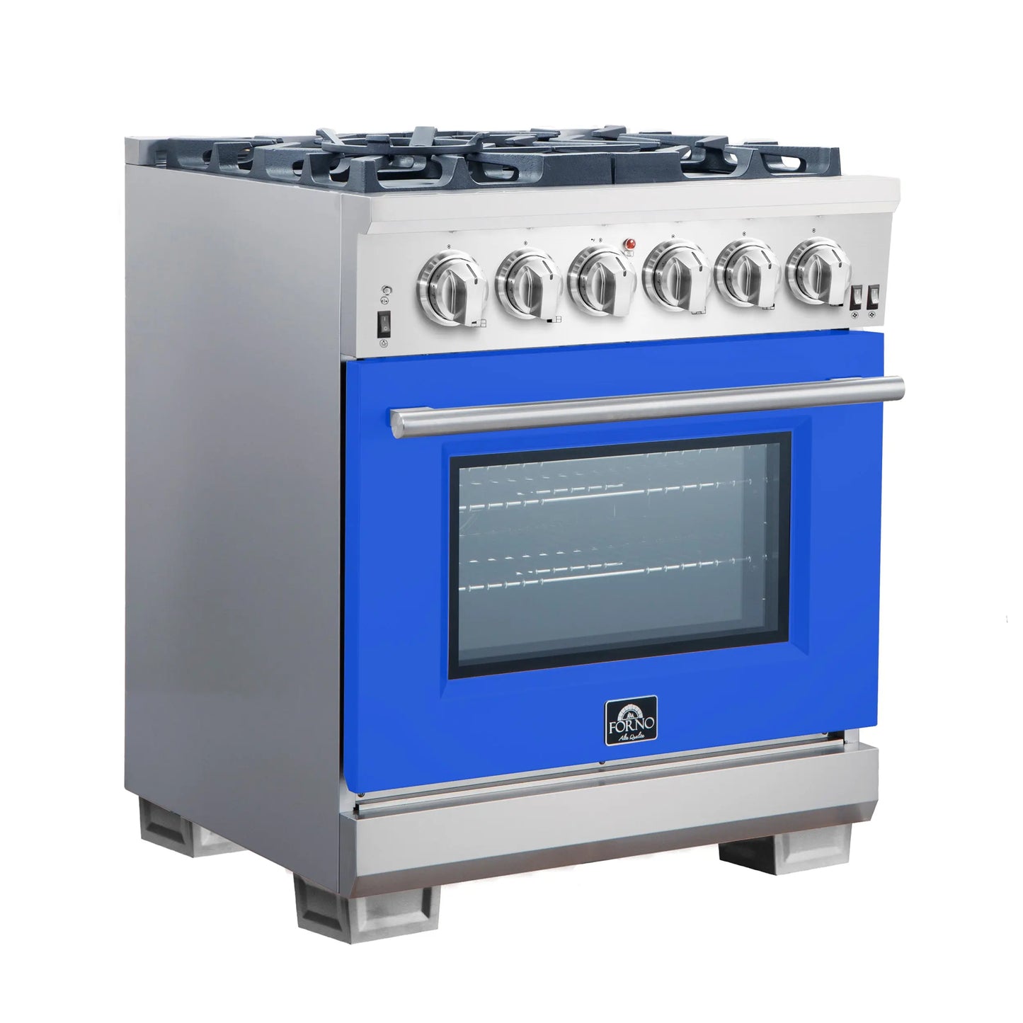 Forno Capriasca 30-Inch Freestanding Gas Range, 4 Burners, True Convection Oven, Blue Door FORNO