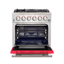 Forno Capriasca 30-Inch Freestanding Gas Range, 4 Burners, True Convection Oven, Red Door FORNO