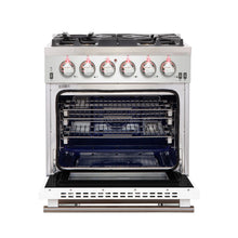 Forno Capriasca 30-Inch Freestanding Gas Range, 4 Burners, True Convection Oven, White Door FORNO