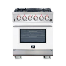 Forno Capriasca 30-Inch Freestanding Gas Range, 4 Burners, True Convection Oven, White Door FORNO