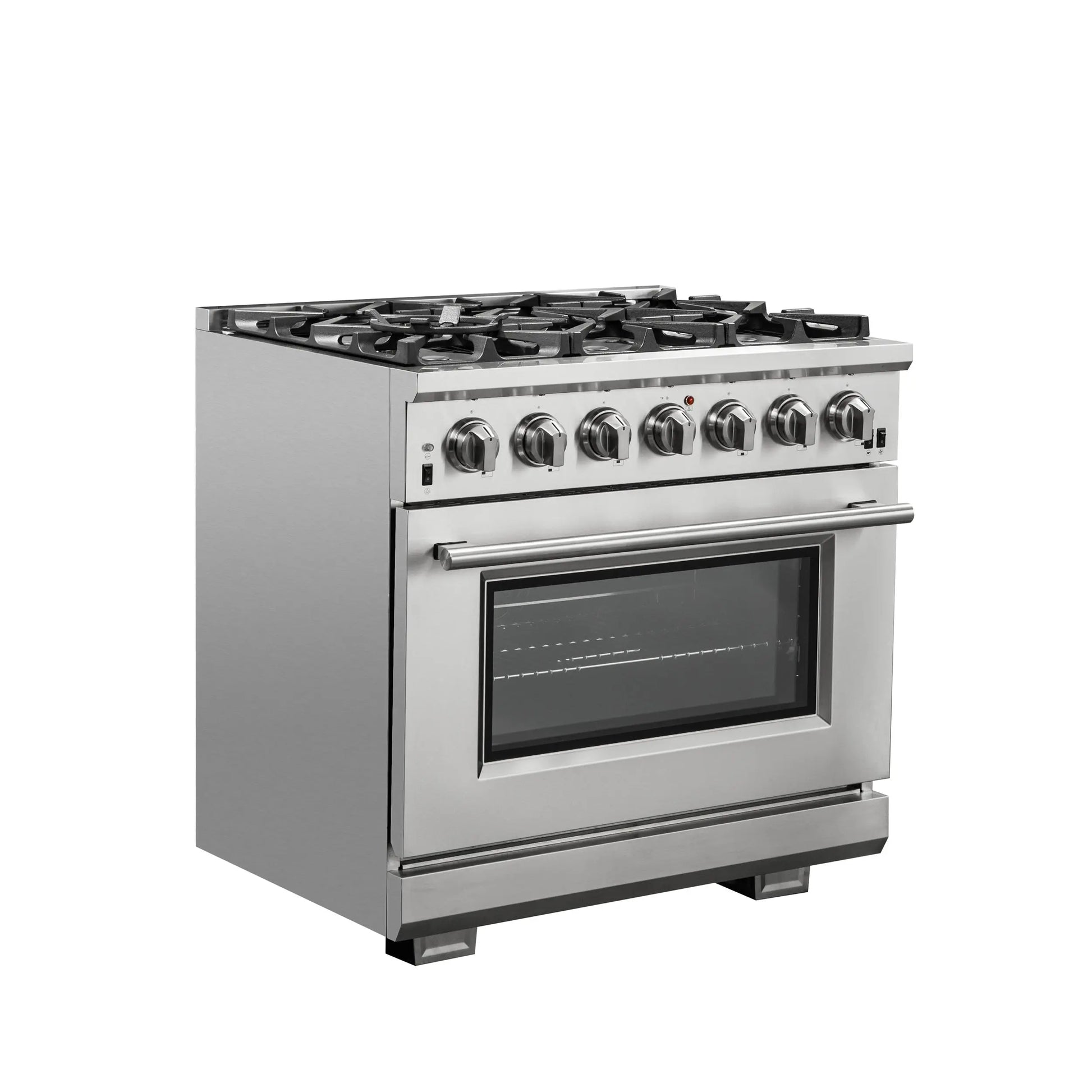 Forno Capriasca 36-Inch Gas Range, Stainless Steel, 6 Brass Burners, 120,000 BTU, Convection Oven, Energy Efficient FORNO