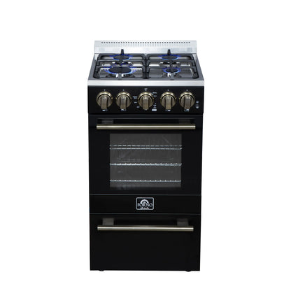 Forno Lamazze 20 Inch Freestanding Gas Range in Black, Compact Design FORNO