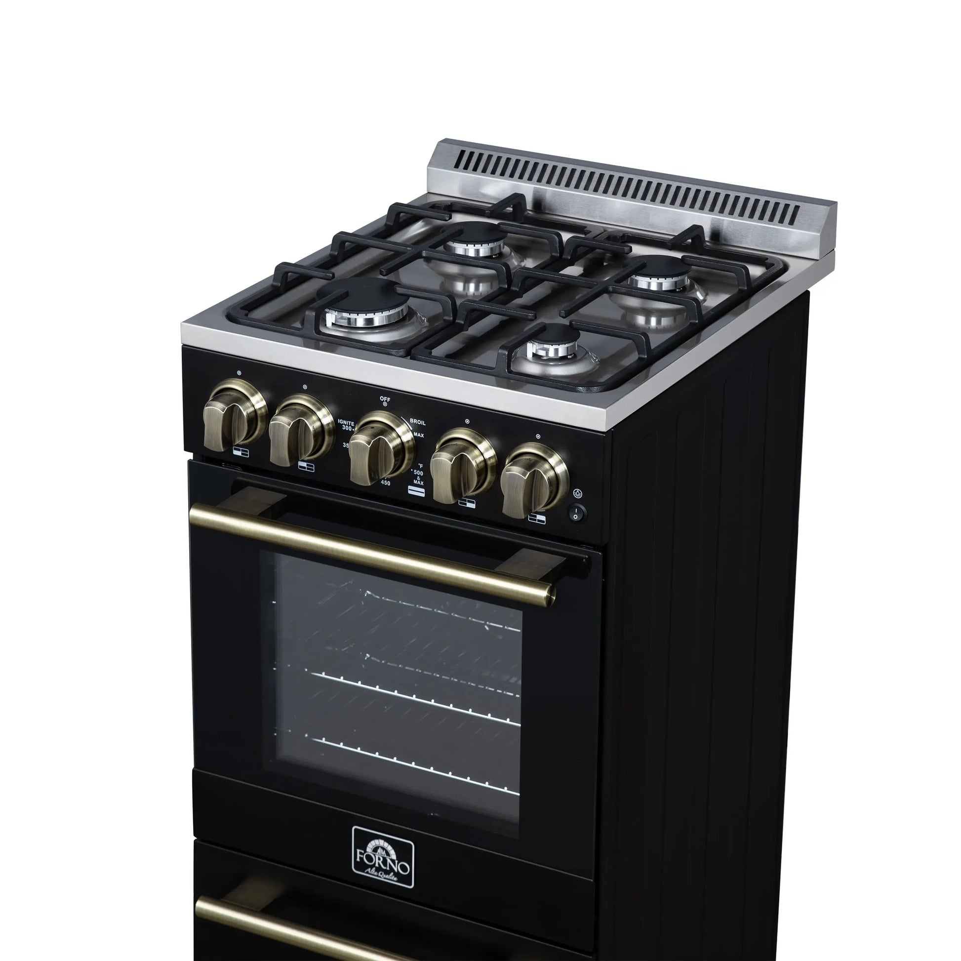 Forno Lamazze 20 Inch Freestanding Gas Range in Black, Compact Design FORNO