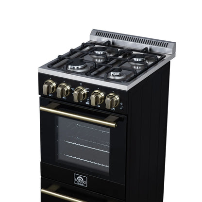 Forno Lamazze 20 Inch Freestanding Gas Range in Black, Compact Design FORNO