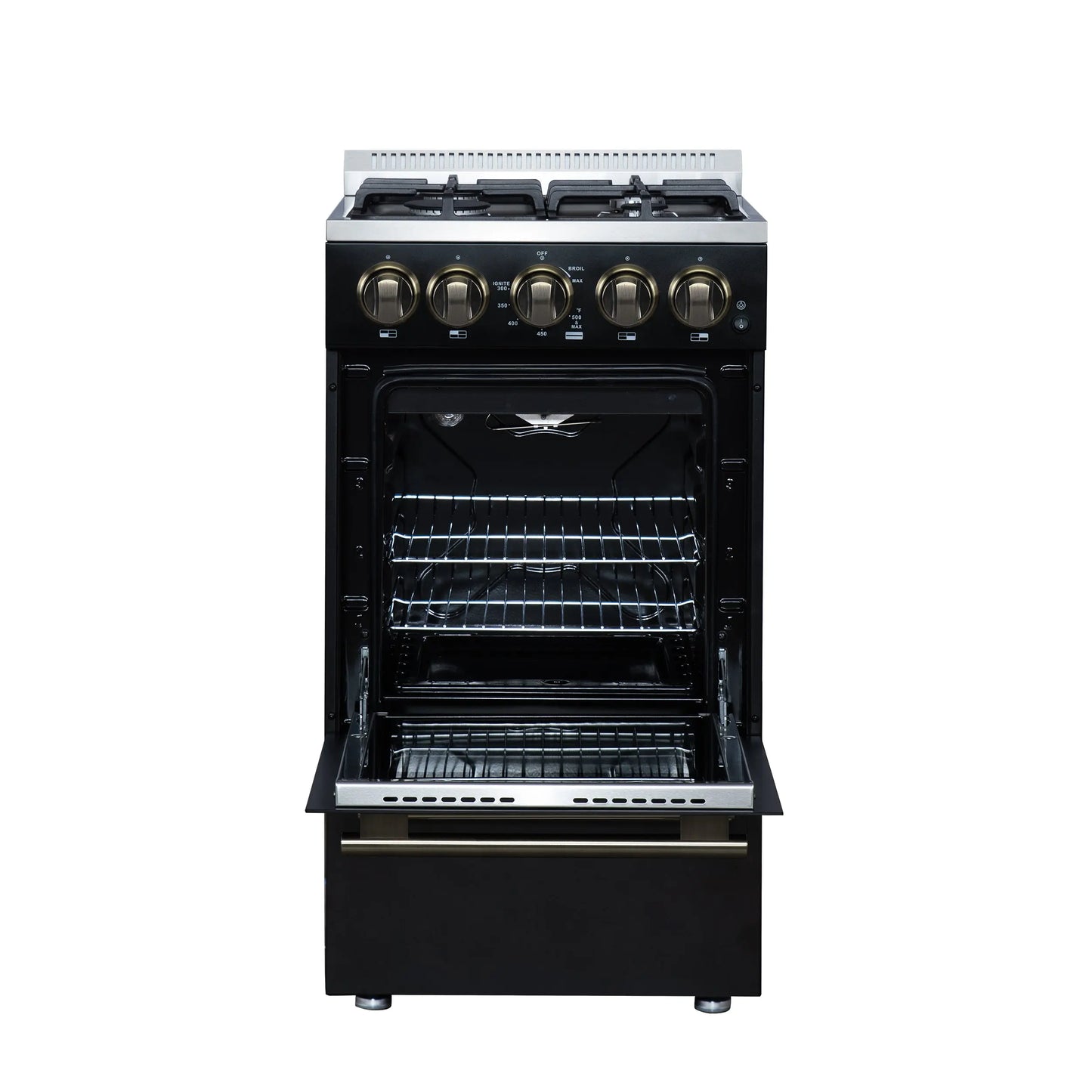Forno Lamazze 20 Inch Freestanding Gas Range in Black, Compact Design FORNO