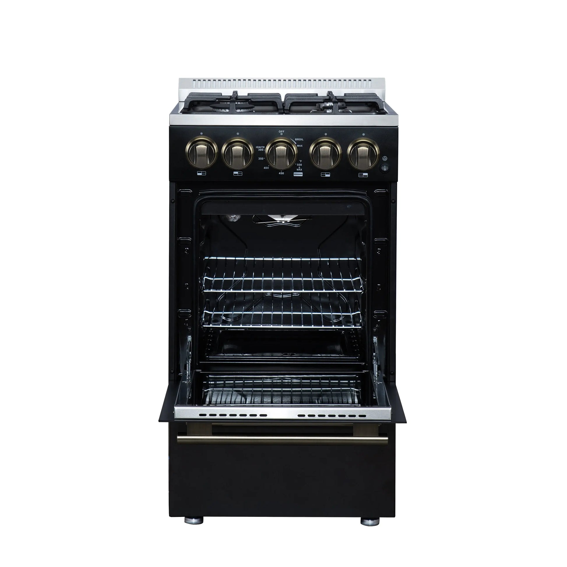 Forno Lamazze 20 Inch Freestanding Gas Range in Black, Compact Design FORNO