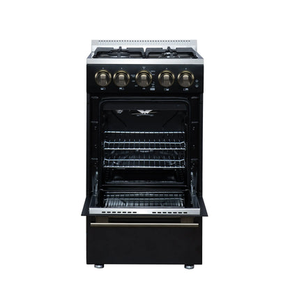 Forno Lamazze 20 Inch Freestanding Gas Range in Black, Compact Design FORNO