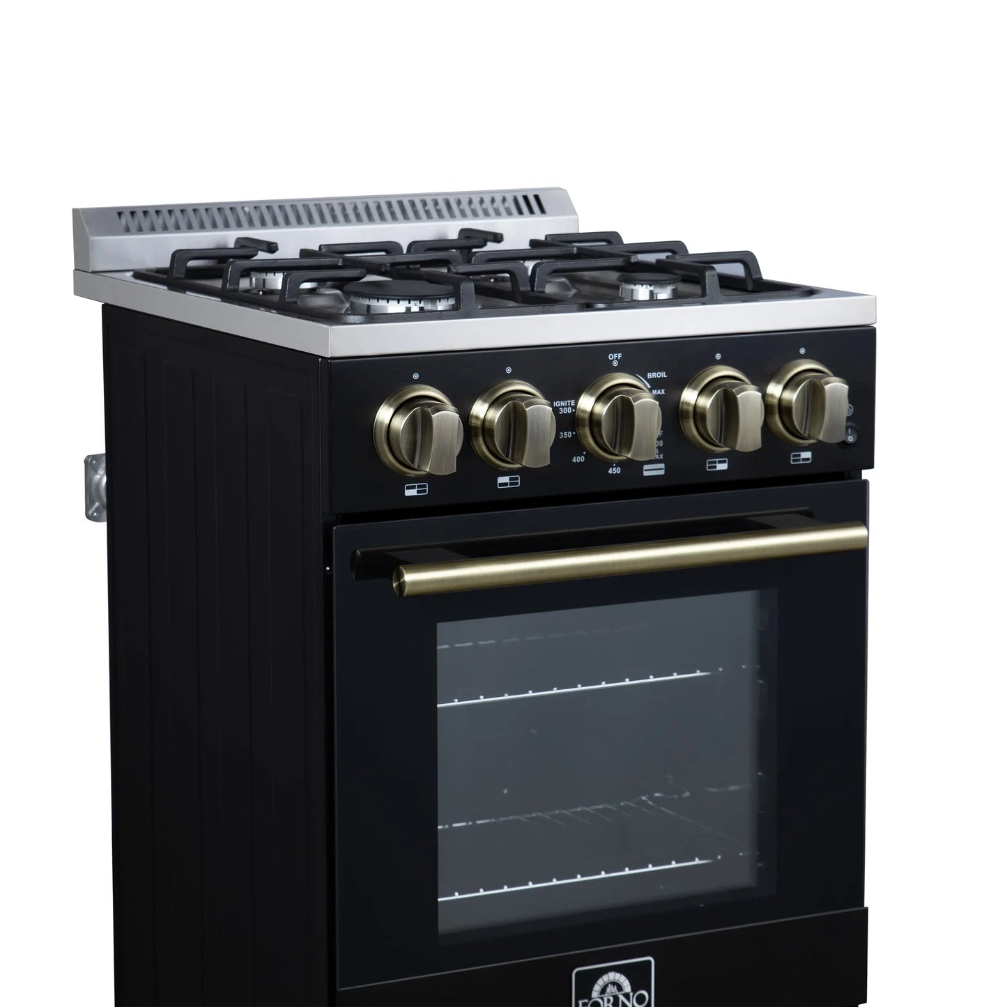 Forno Lamazze 20 Inch Freestanding Gas Range in Black, Compact Design FORNO