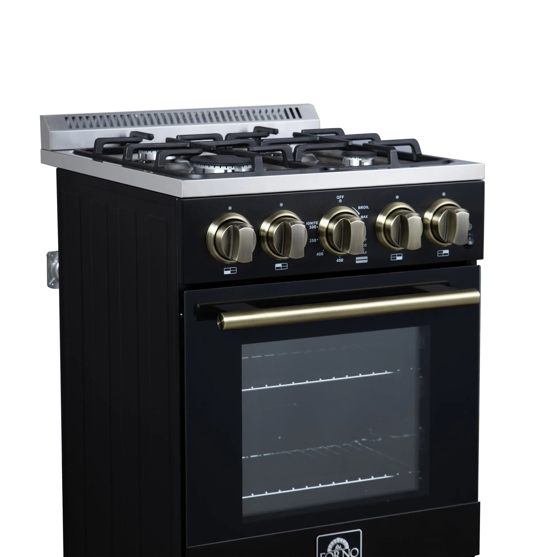 Forno Lamazze 20 Inch Freestanding Gas Range in Black, Compact Design FORNO