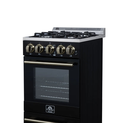 Forno Lamazze 20 Inch Freestanding Gas Range in Black, Compact Design FORNO