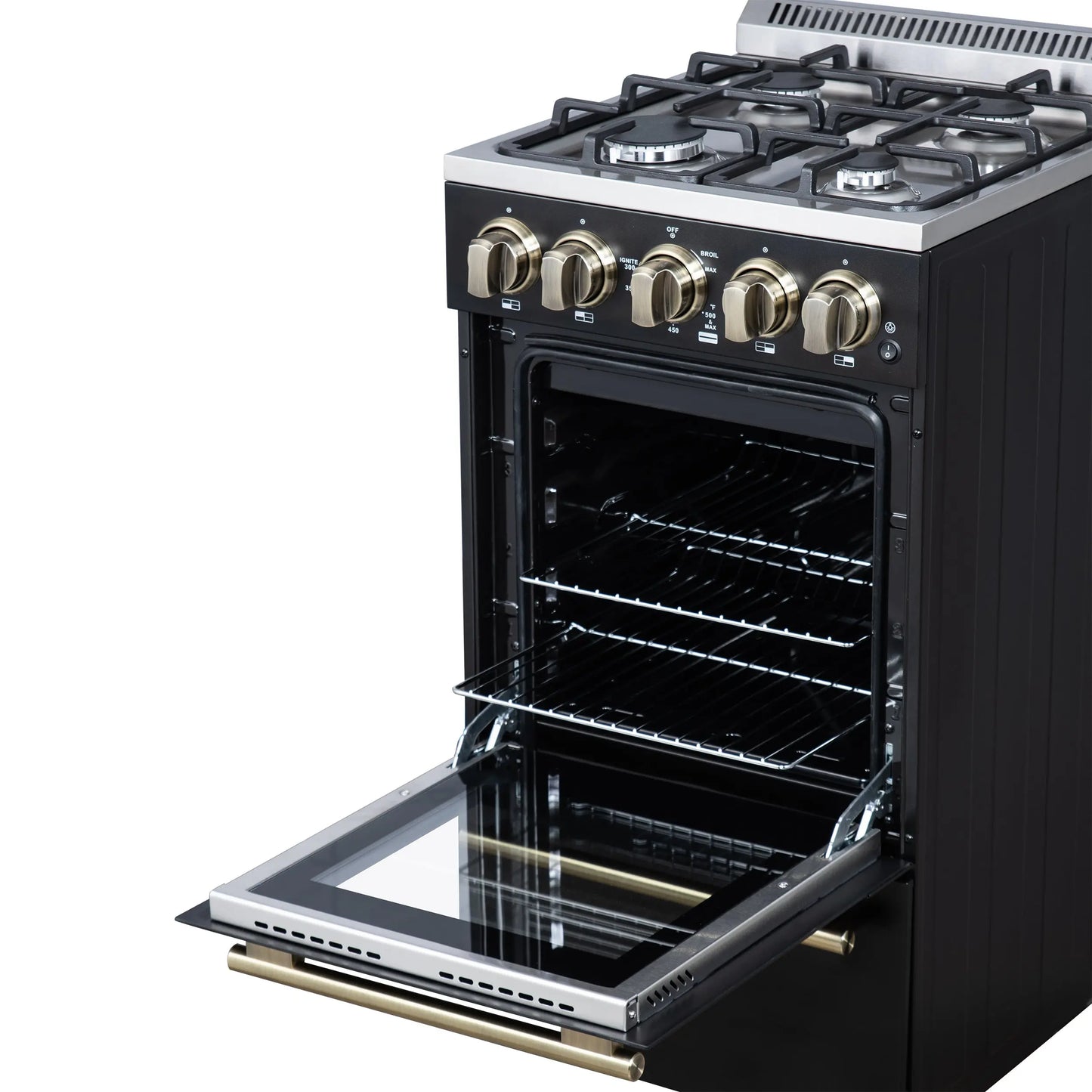 Forno Lamazze 20 Inch Freestanding Gas Range in Black, Compact Design FORNO