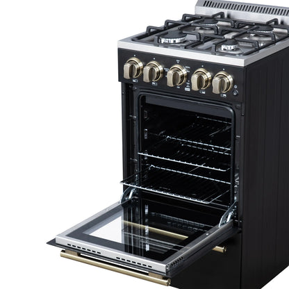 Forno Lamazze 20 Inch Freestanding Gas Range in Black, Compact Design FORNO