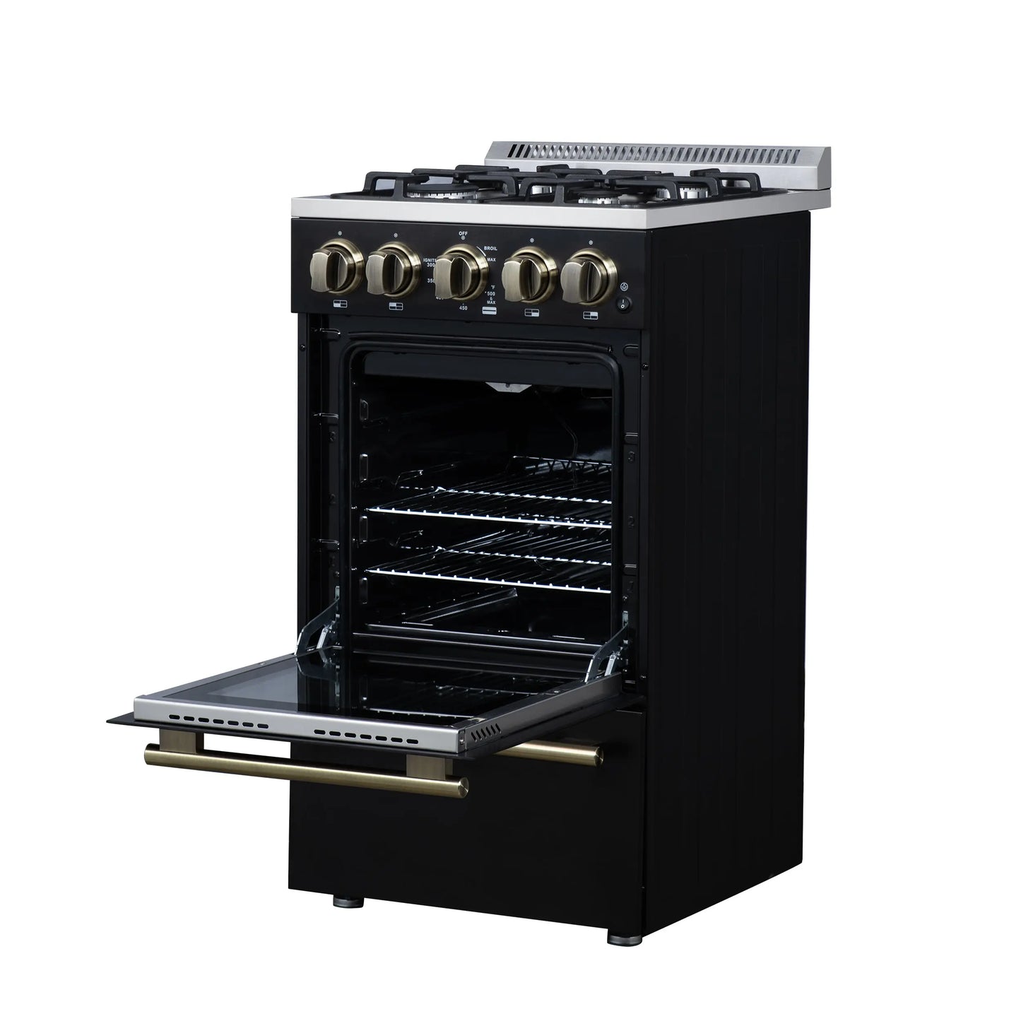Forno Lamazze 20 Inch Freestanding Gas Range in Black, Compact Design FORNO