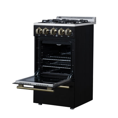 Forno Lamazze 20 Inch Freestanding Gas Range in Black, Compact Design FORNO