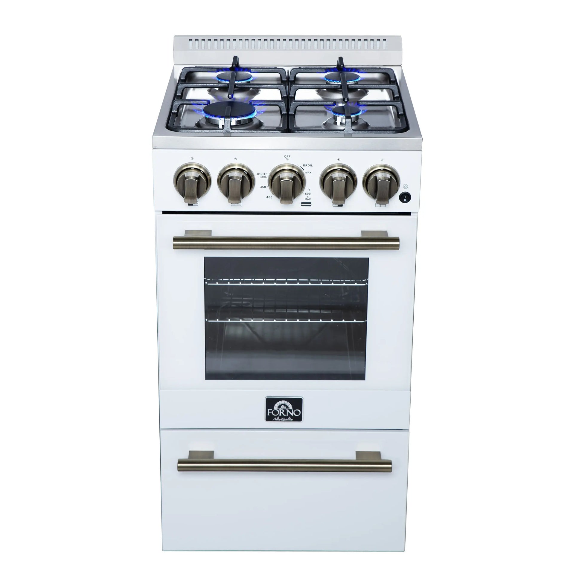 Forno Lamazze 20 Inch Freestanding Gas Range in White, Compact Design FORNO