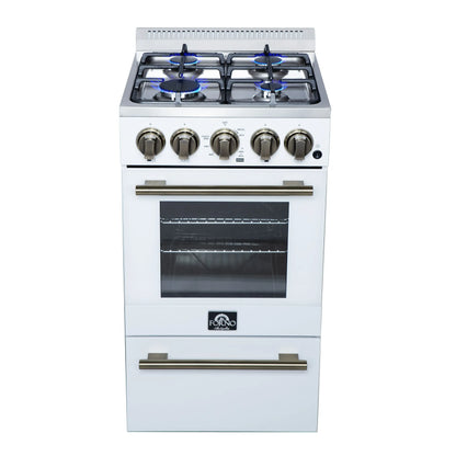 Forno Lamazze 20 Inch Freestanding Gas Range in White, Compact Design FORNO