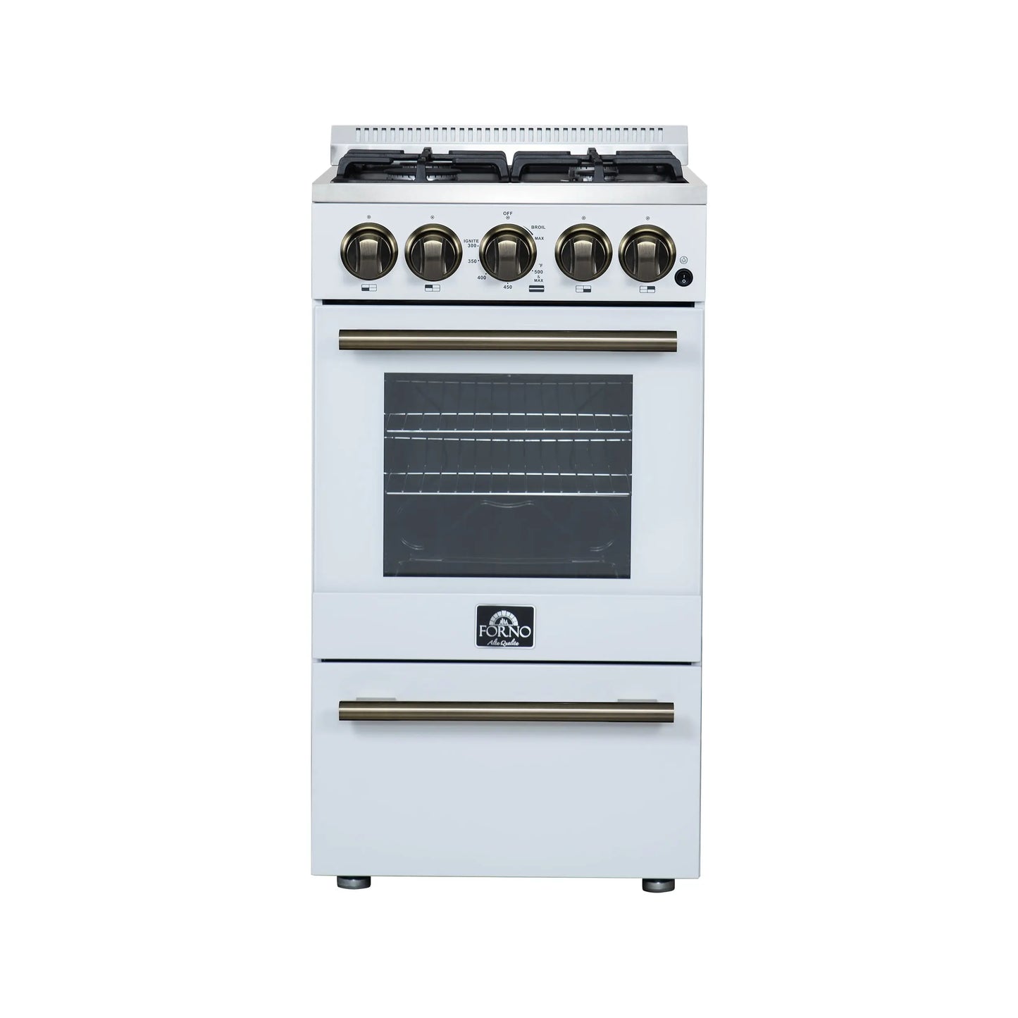 Forno Lamazze 20 Inch Freestanding Gas Range in White, Compact Design FORNO