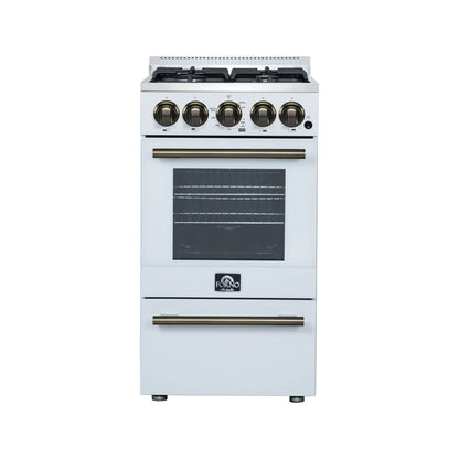 Forno Lamazze 20 Inch Freestanding Gas Range in White, Compact Design FORNO