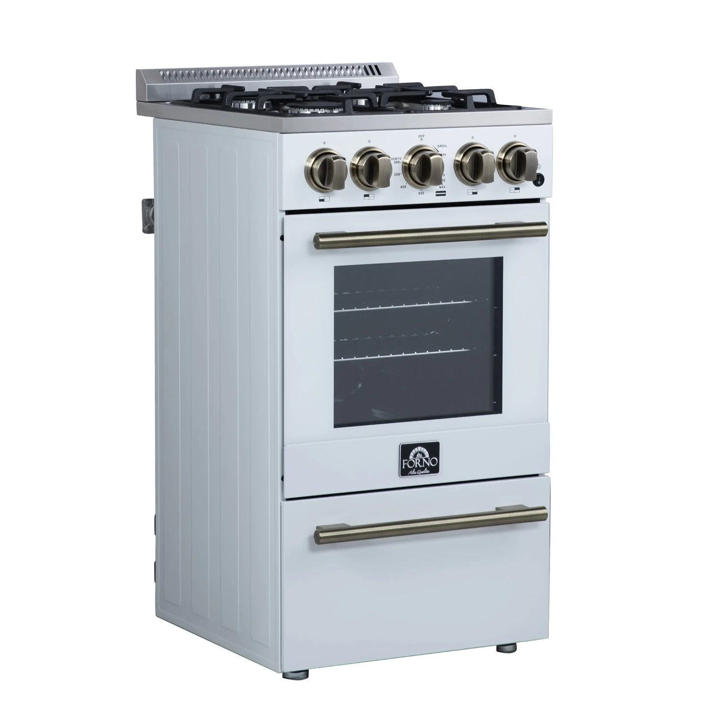 Forno Lamazze 20 Inch Freestanding Gas Range in White, Compact Design FORNO