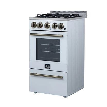 Forno Lamazze 20 Inch Freestanding Gas Range in White, Compact Design FORNO