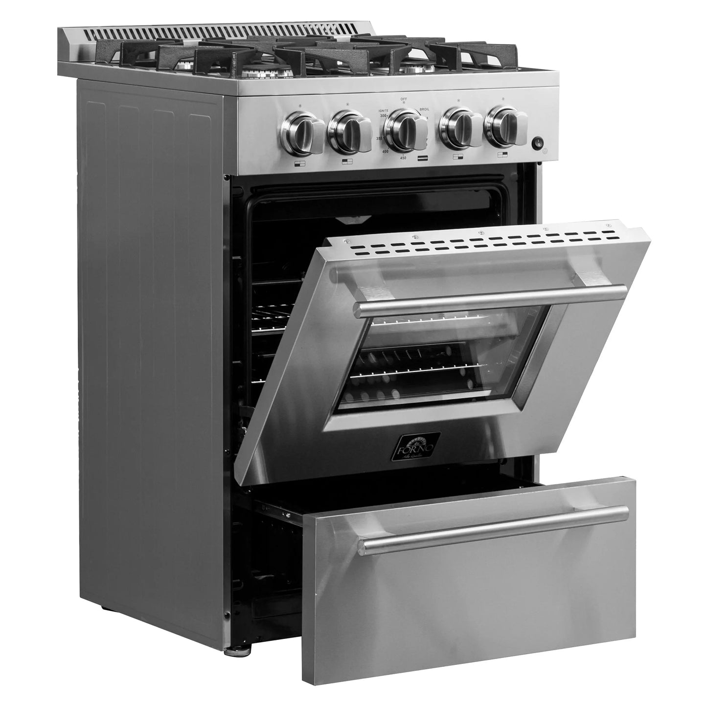 Forno Breno 24-Inch Freestanding Gas Range, Compact Design, Energy Efficient FORNO