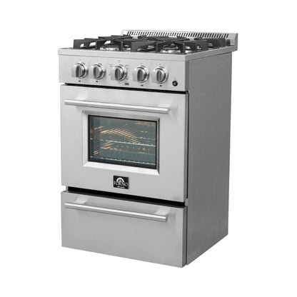 Forno Breno 24-Inch Freestanding Gas Range, Compact Design, Energy Efficient FORNO