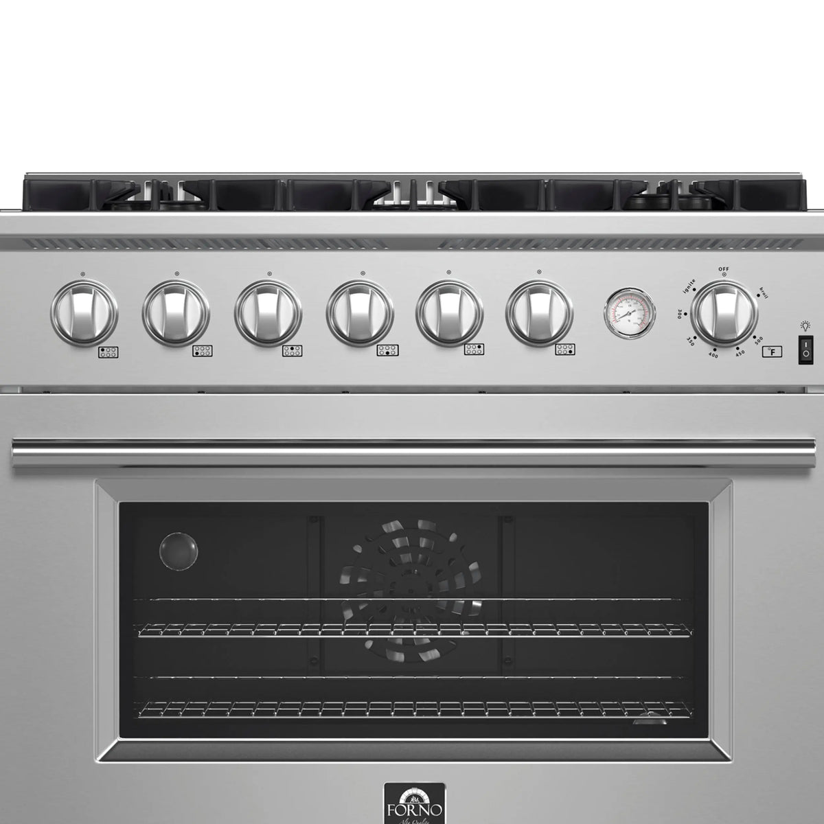 Marco 36-Inch Gas Range Stainless Steel, 6 Burners 67,000 BTU, 5.36 cu.ft. Convection Oven FORNO