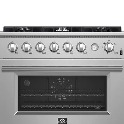 Marco 36-Inch Gas Range Stainless Steel, 6 Burners 67,000 BTU, 5.36 cu.ft. Convection Oven FORNO