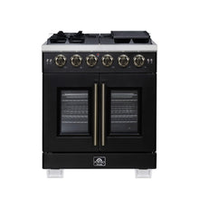 Forno Capriasca 30-Inch Freestanding French Door Gas Range, 4 Burners, Convection Oven, Energy Efficient FORNO