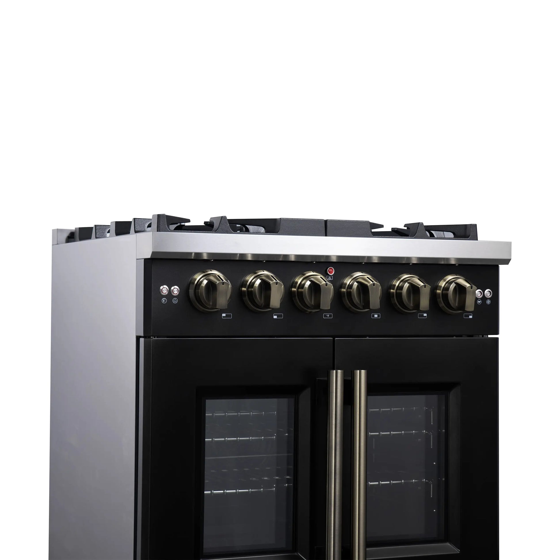 Forno Capriasca 30-Inch Freestanding French Door Gas Range, 4 Burners, Convection Oven, Energy Efficient FORNO