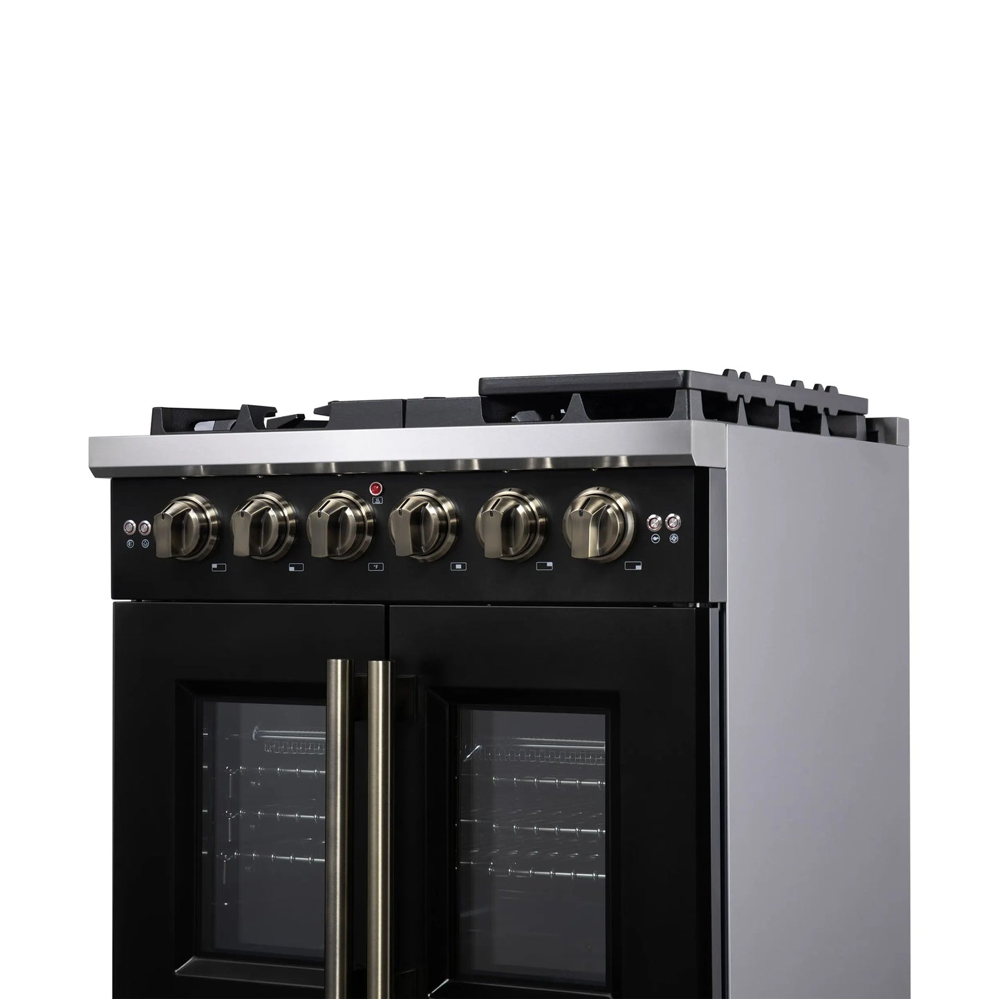 Forno Capriasca 30-Inch Freestanding French Door Gas Range, 4 Burners, Convection Oven, Energy Efficient FORNO