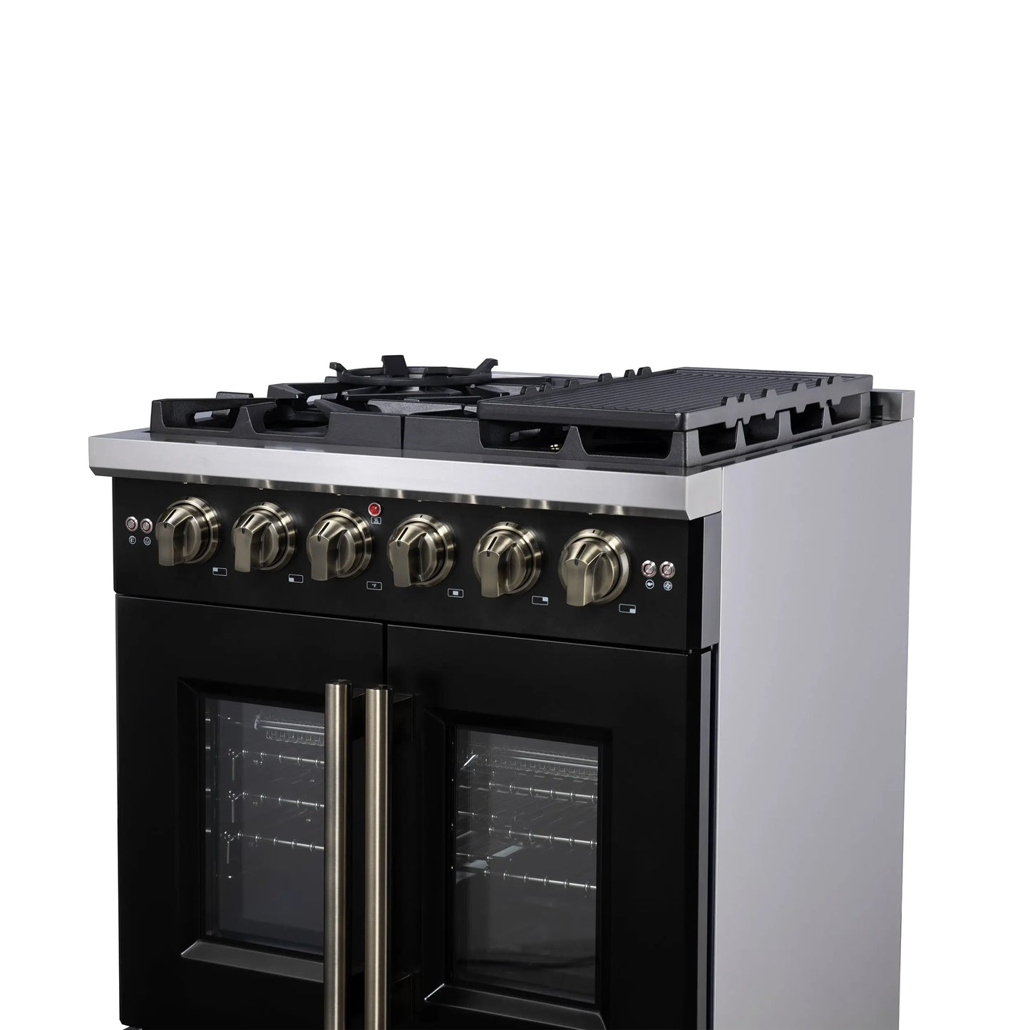 Forno Capriasca 30-Inch Freestanding French Door Gas Range, 4 Burners, Convection Oven, Energy Efficient FORNO