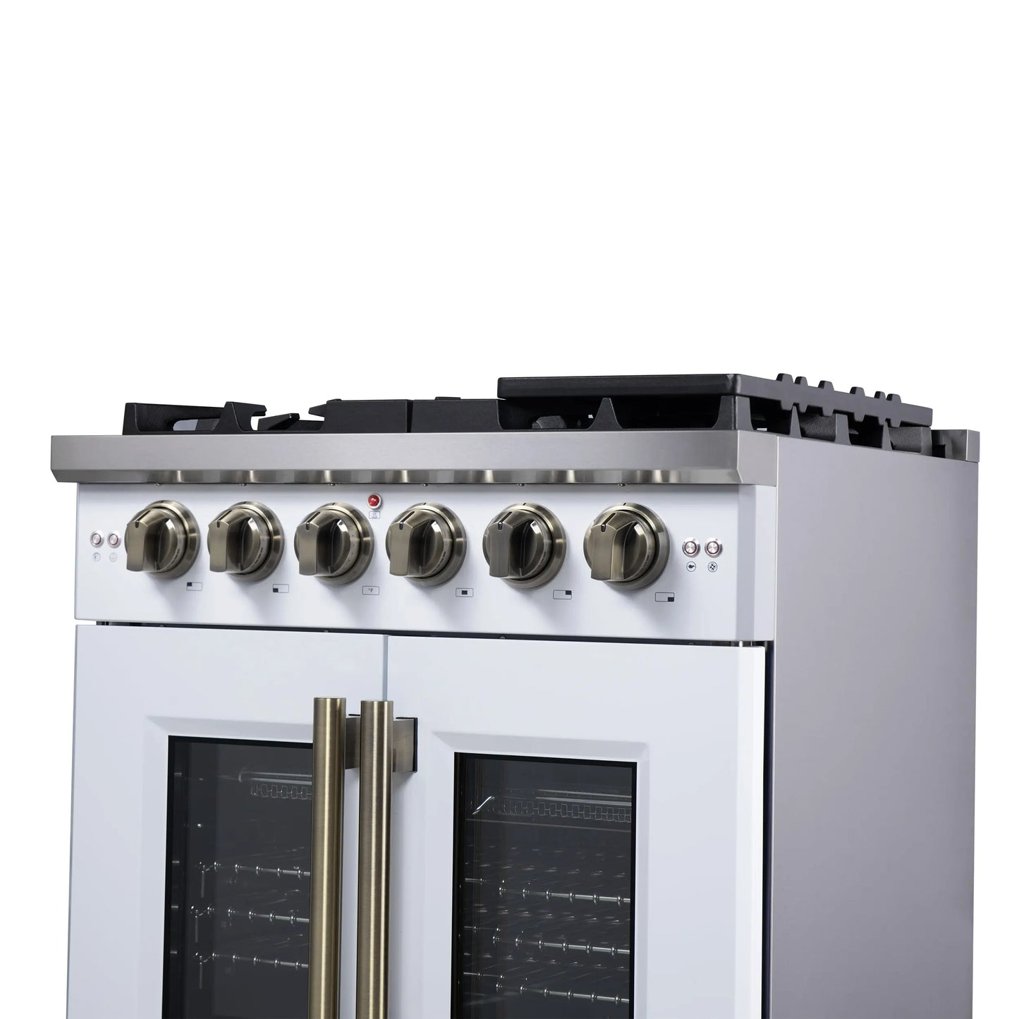 Forno Capriasca 30-Inch White Freestanding French Door Gas Range, 4 Burners, Convection Oven, Energy Efficient FORNO
