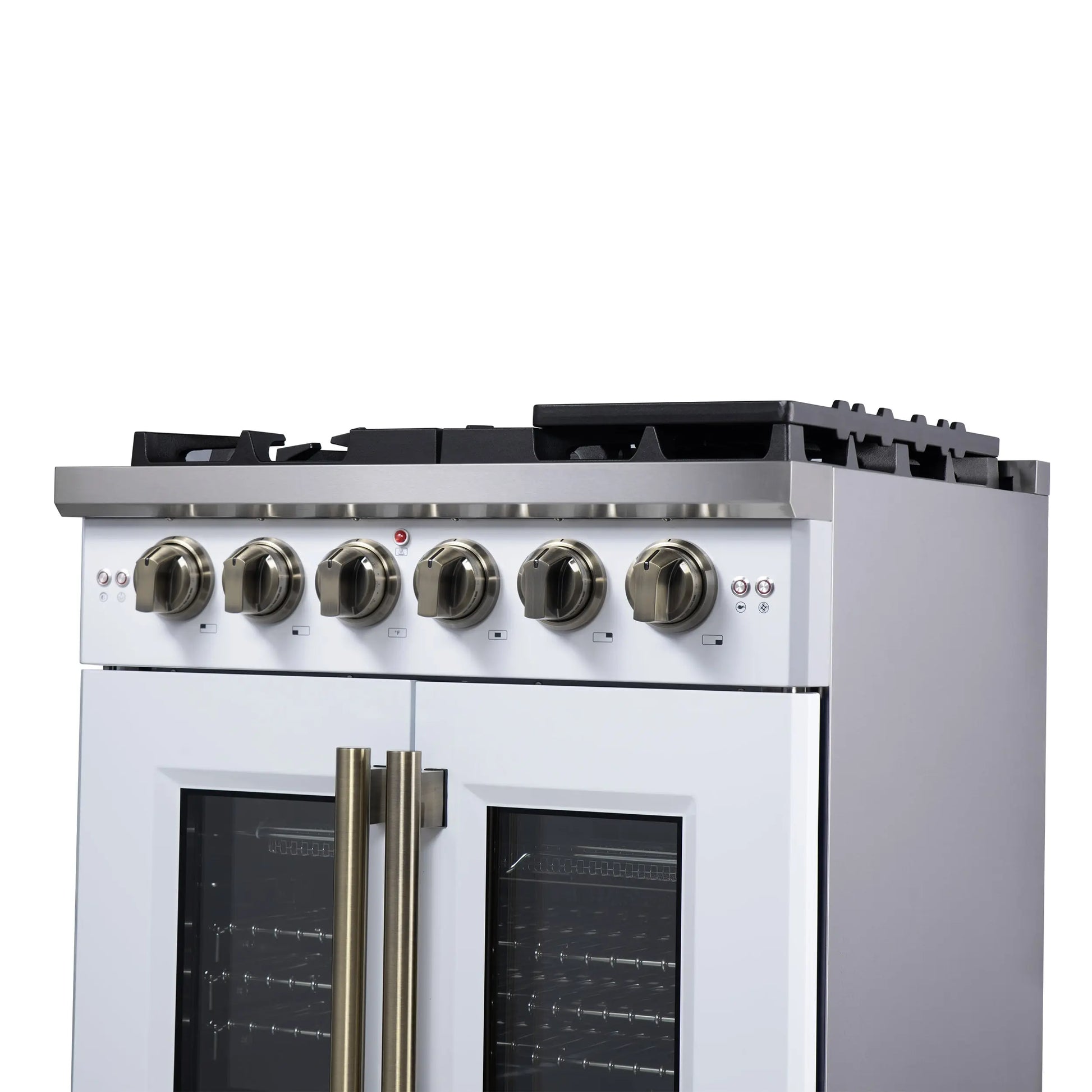 Forno Capriasca 30-Inch White Freestanding French Door Gas Range, 4 Burners, Convection Oven, Energy Efficient FORNO