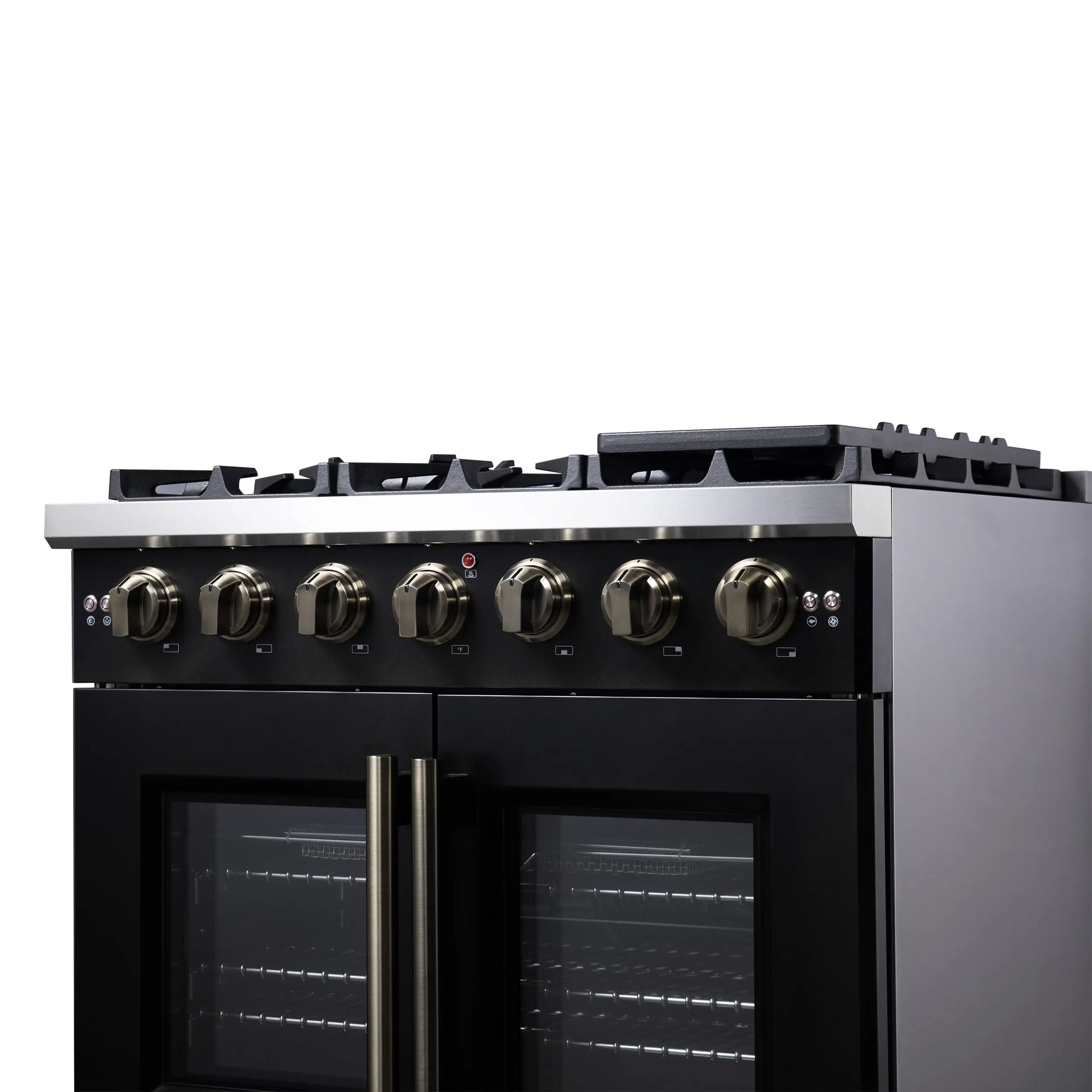 Forno Capriasca 36-Inch Black Freestanding French Door Gas Range, 6 Burners, Convection Oven, Energy Efficient FORNO