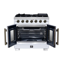Forno Capriasca 36-Inch White Freestanding French Door Gas Range, 6 Burners, Convection Oven, Energy Efficient FORNO