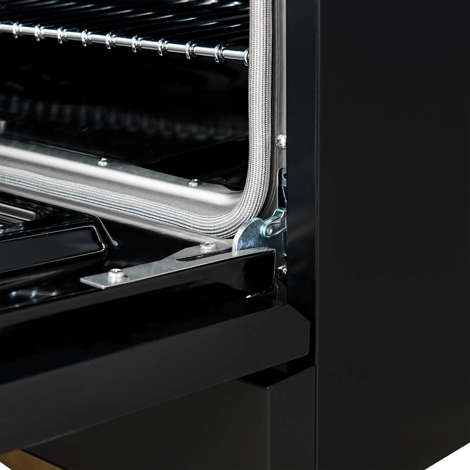 Forno Antico 36-Inch Freestanding Gas Range, Black, Antique Brass Design, 6 Burners, Convection Oven, Energy Efficient FORNO