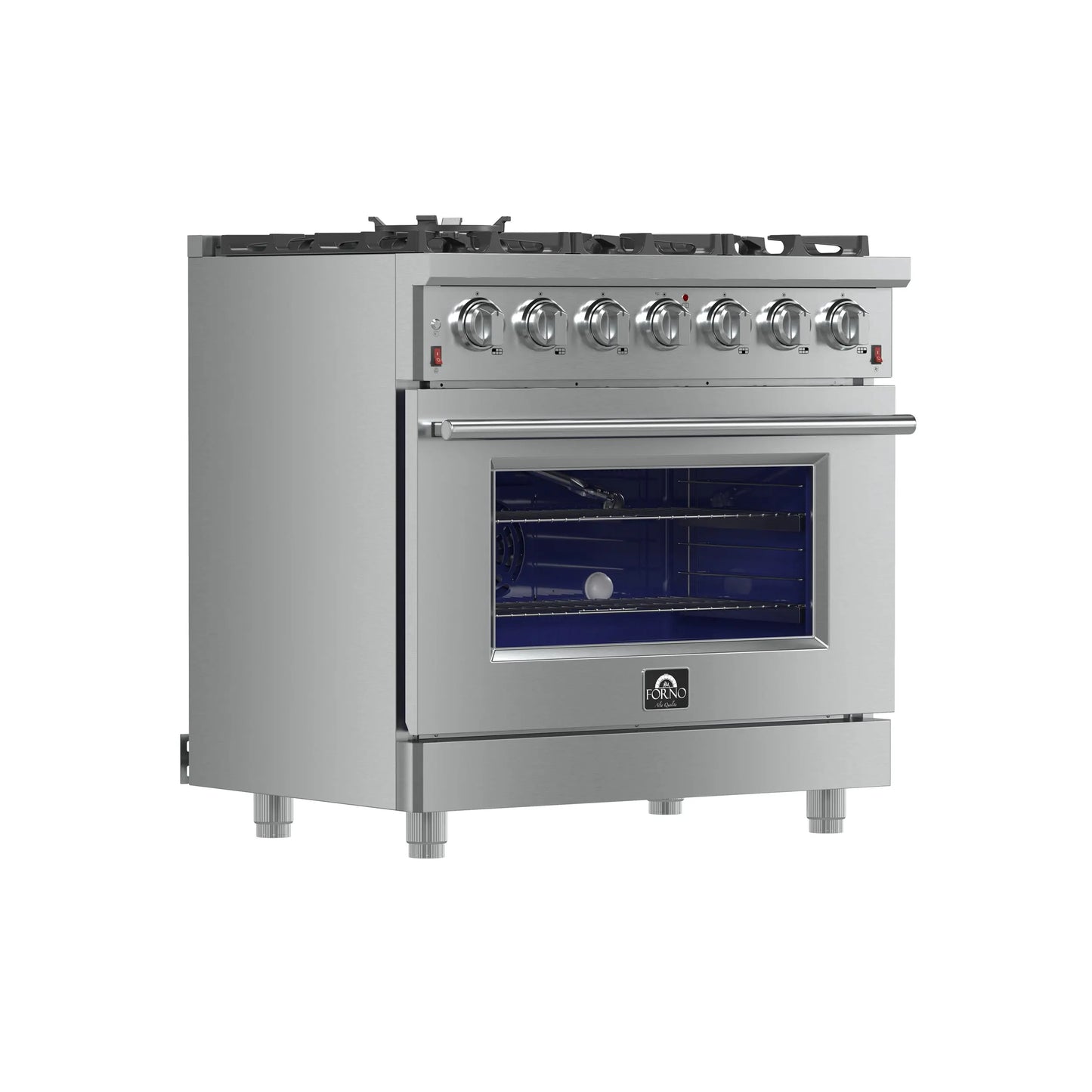 Forno Massimo 36-Inch Freestanding Gas Range, 6 Sealed Burners, Convection Oven, Energy Efficient FORNO