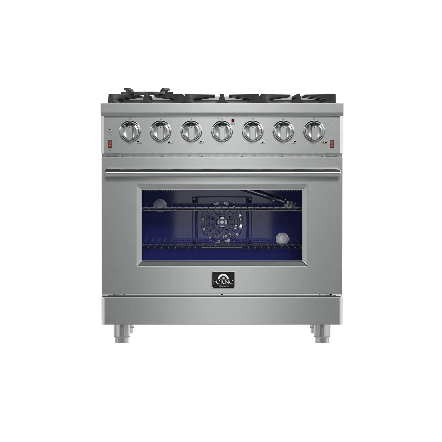 Forno Massimo 36-Inch Freestanding Gas Range, 6 Sealed Burners, Convection Oven, Energy Efficient FORNO